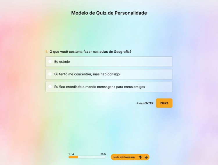 Modelo de Quiz de Personalidade