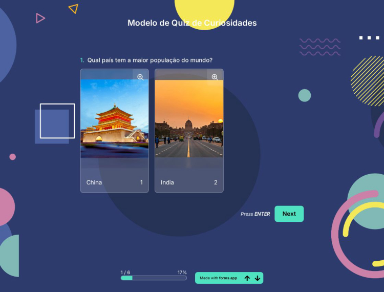 Modelo de Quiz de Curiosidades