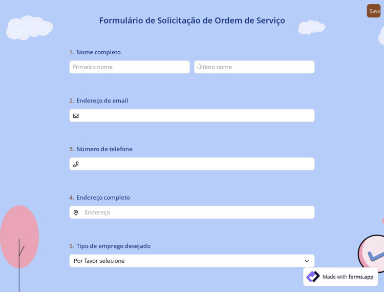 Formulário de Solicitação de Ordem de Serviço