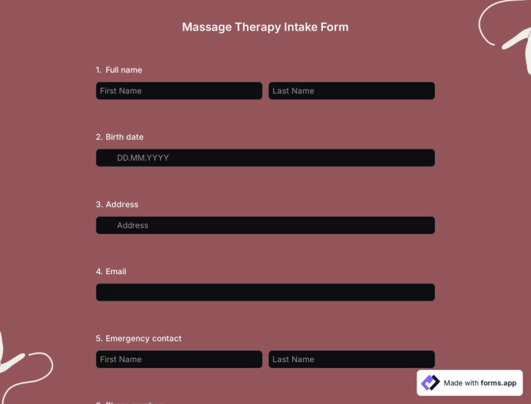 Massage Therapy Intake Form