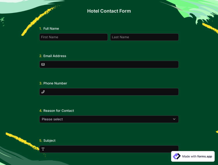 Hotel Contact Form Template