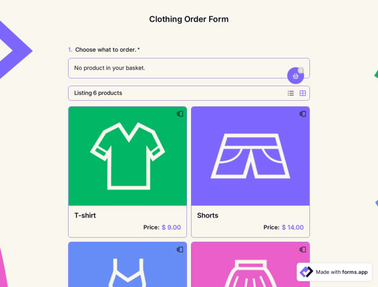 Clothing Order Form Template