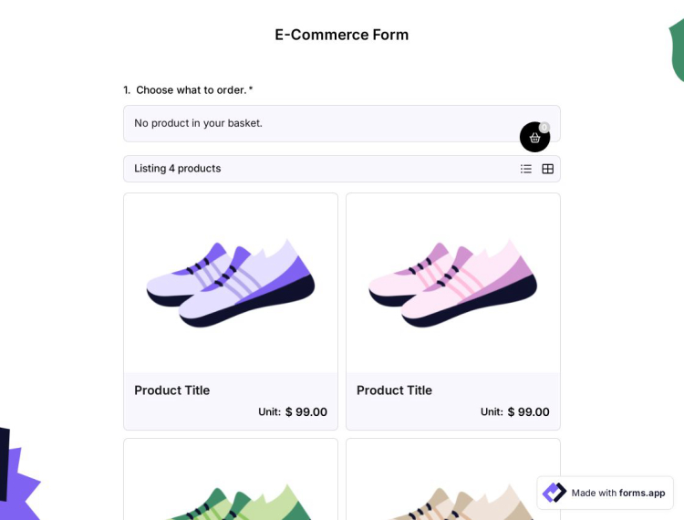 e-Commerce Form Template