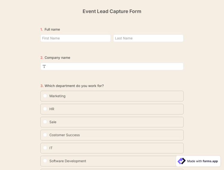 Event Lead Capture Form Template