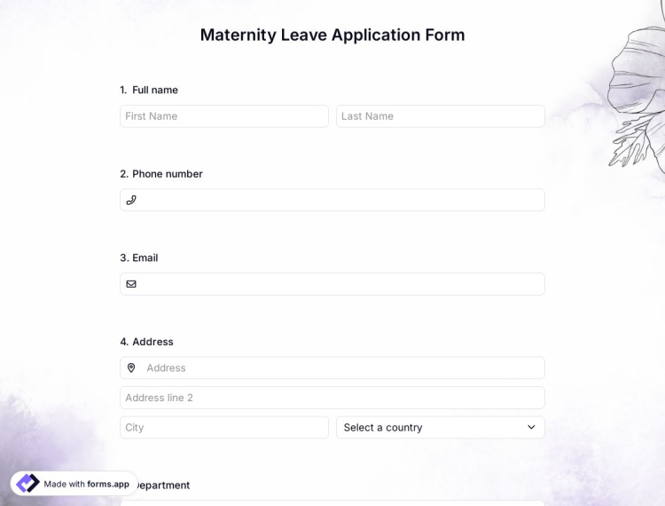 Maternity Leave Application Form