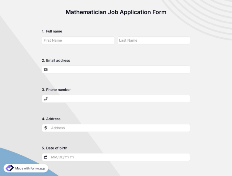 Mathematician Job Application Form