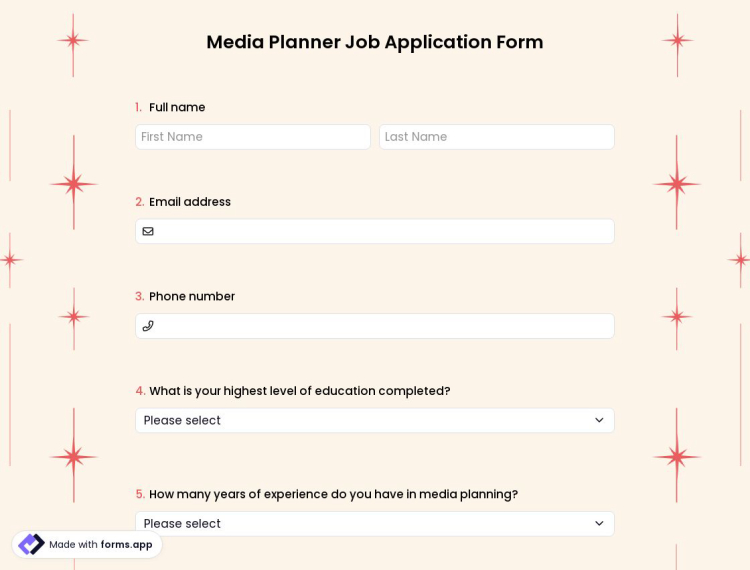 Media Planner Job Application Form