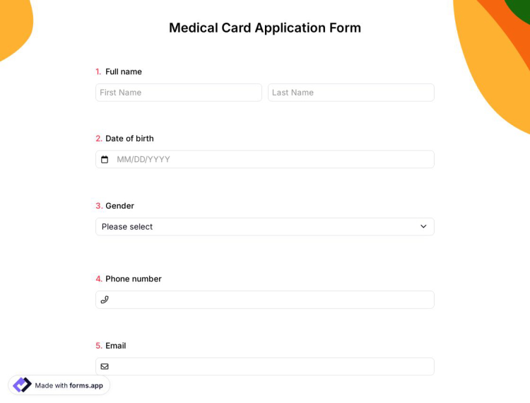 Medical Card Application Form
