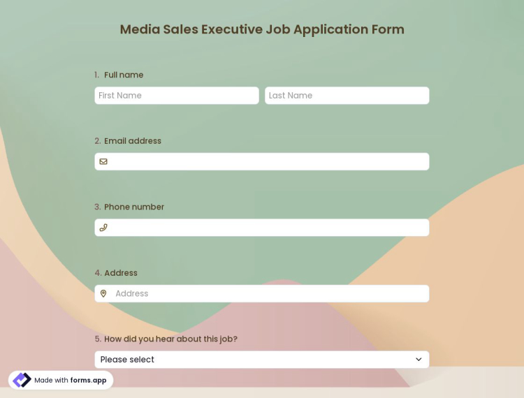 Media Sales Executive Job Application Form