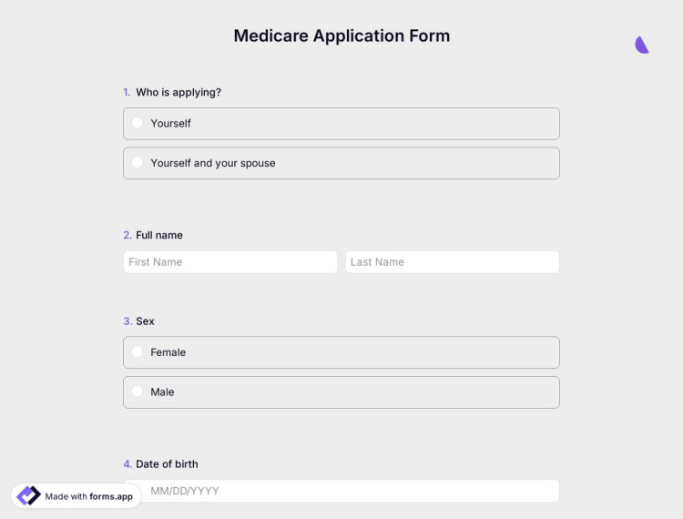 Medicare Application Form