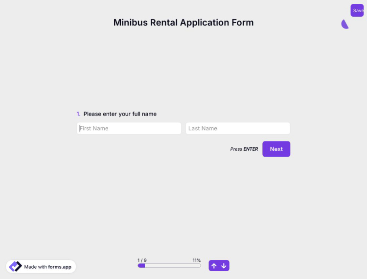 Minibus Rental Application Form