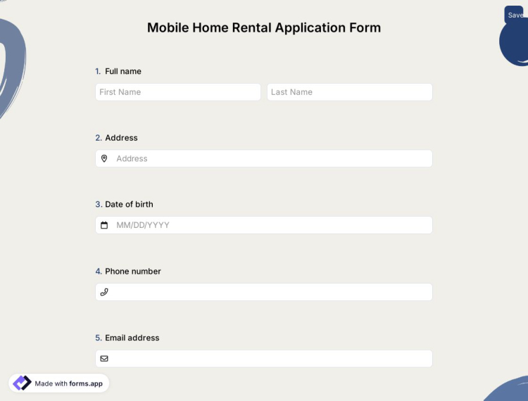 Mobile Home Rental Application Form