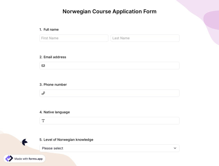 Norwegian Course Application Form