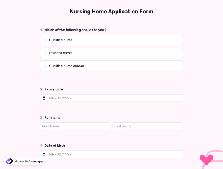 Nursing Home Application Form