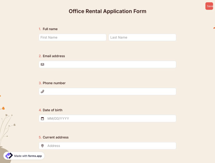 Office Rental Application Form