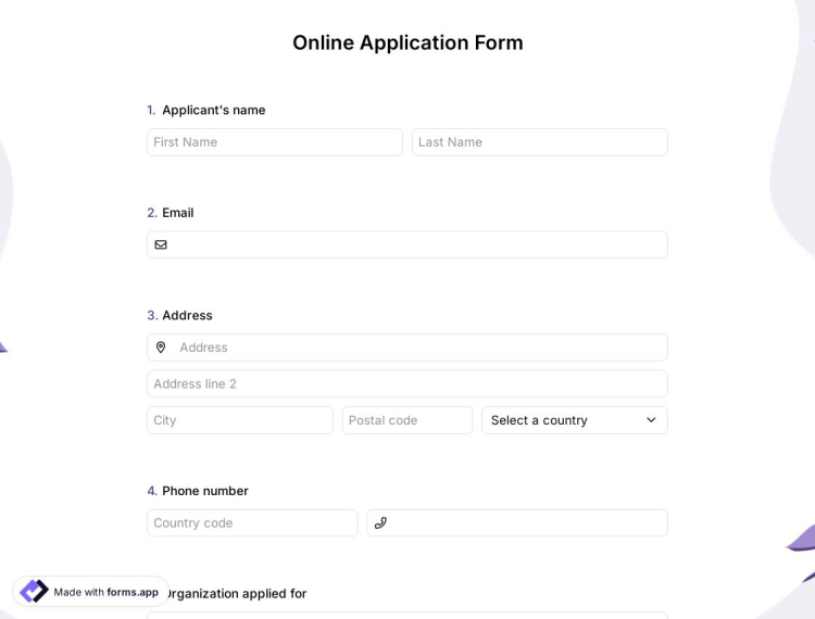Online Application Form