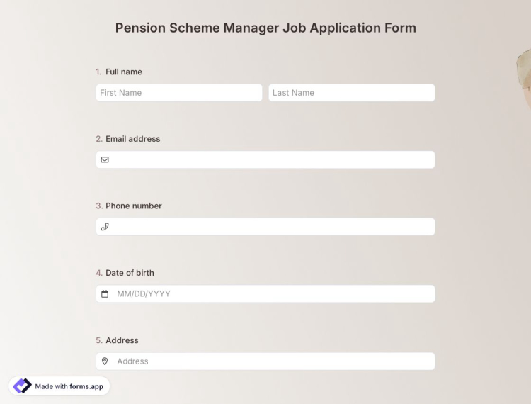 Pension Scheme Manager Job Application Form