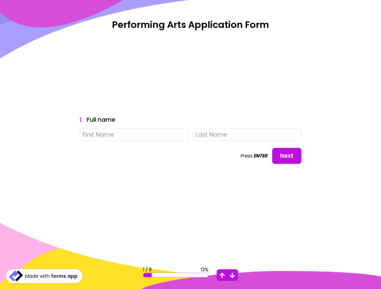 Performing Arts Application Form