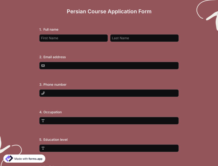 Persian Course Application Form