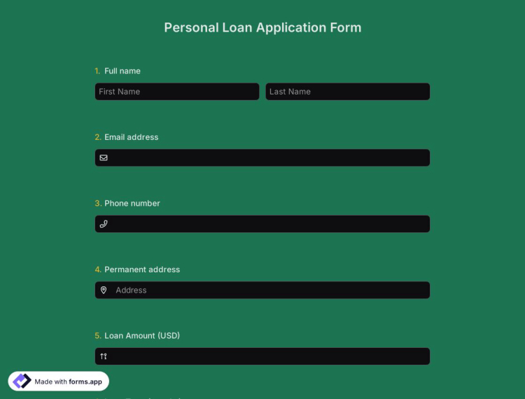 Personal Loan Form