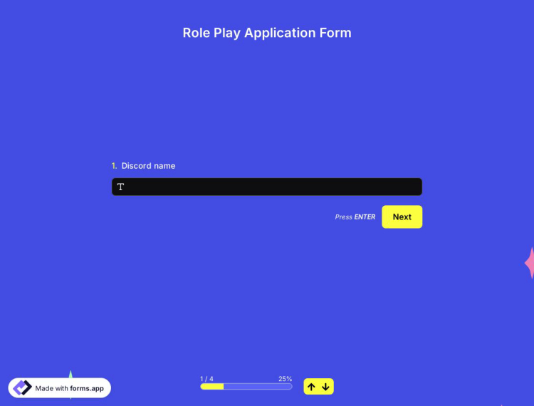 Role Play Application Form
