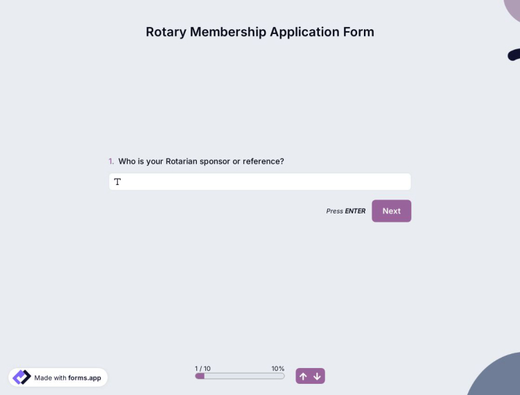 Rotary Membership Application Form
