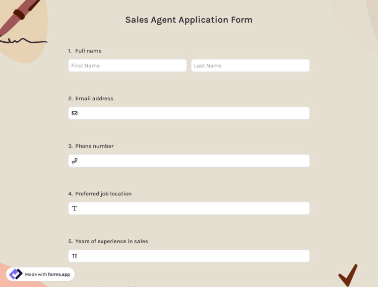 Sales Agent Application Form