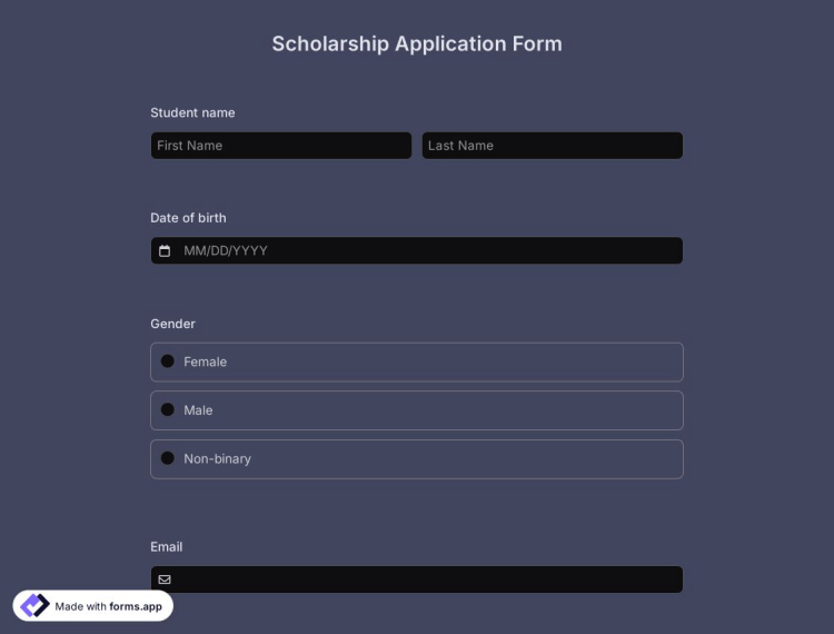 Scholarship Application Form Template