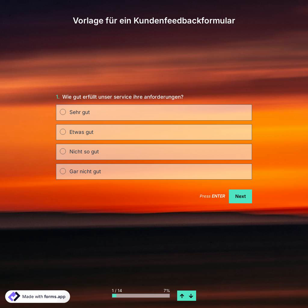 Vorlage für ein Kundenfeedbackformular