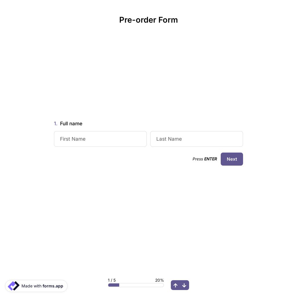 Pre-order Form Template