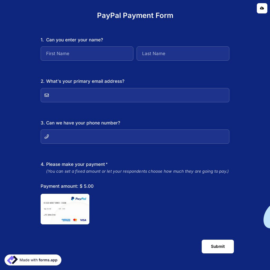 PayPal Payment Form Template