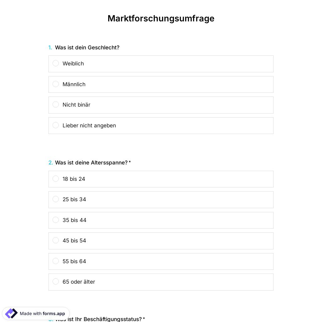 Vorlage für eine Marktforschungsumfrage