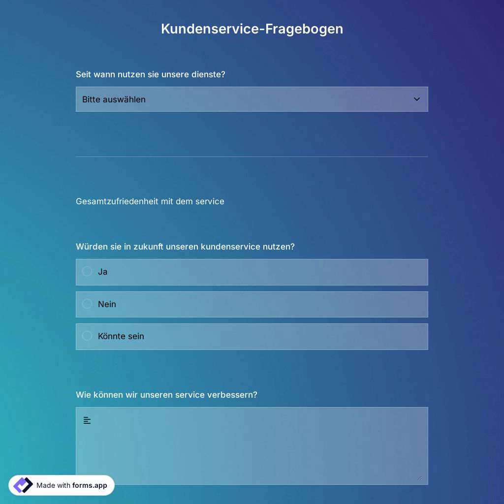 Kundenservice-Fragebogen