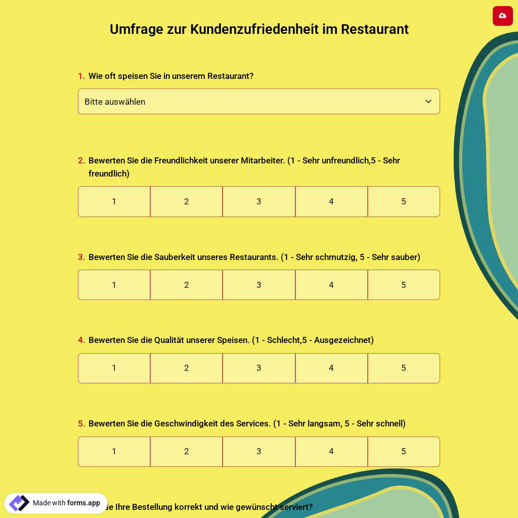 Umfrage zur Kundenzufriedenheit im Restaurant