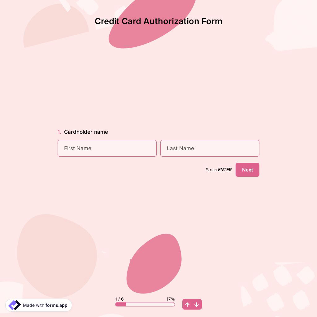 Credit Card Authorization Form