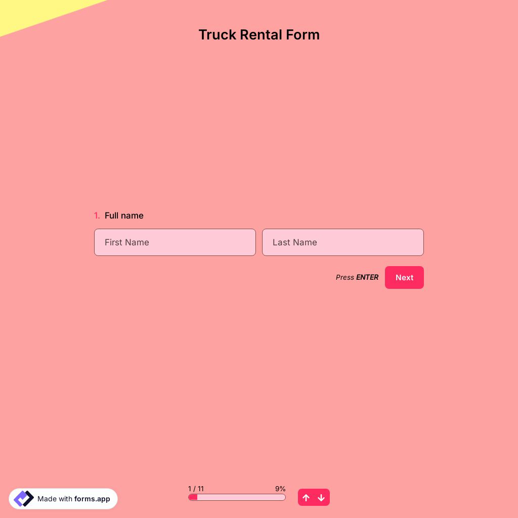 Truck Rental Form