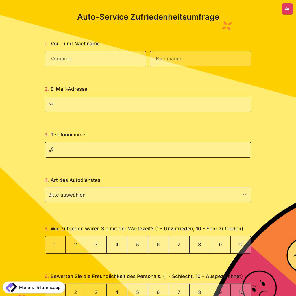 Auto-Service Zufriedenheitsumfrage