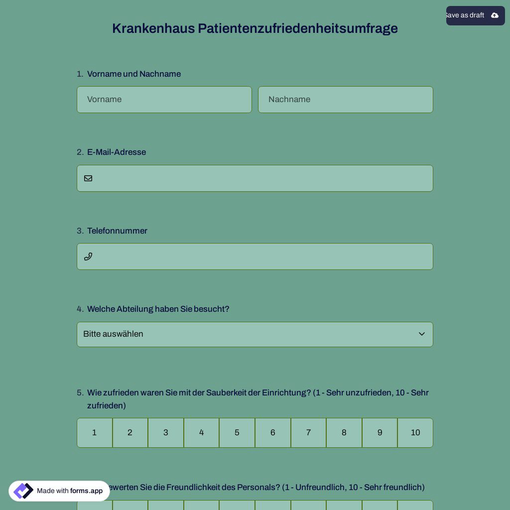 Krankenhaus Patientenzufriedenheitsumfrage
