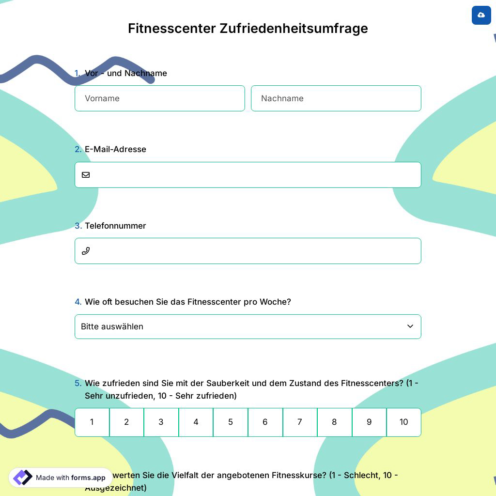 Fitnesscenter Zufriedenheitsumfrage