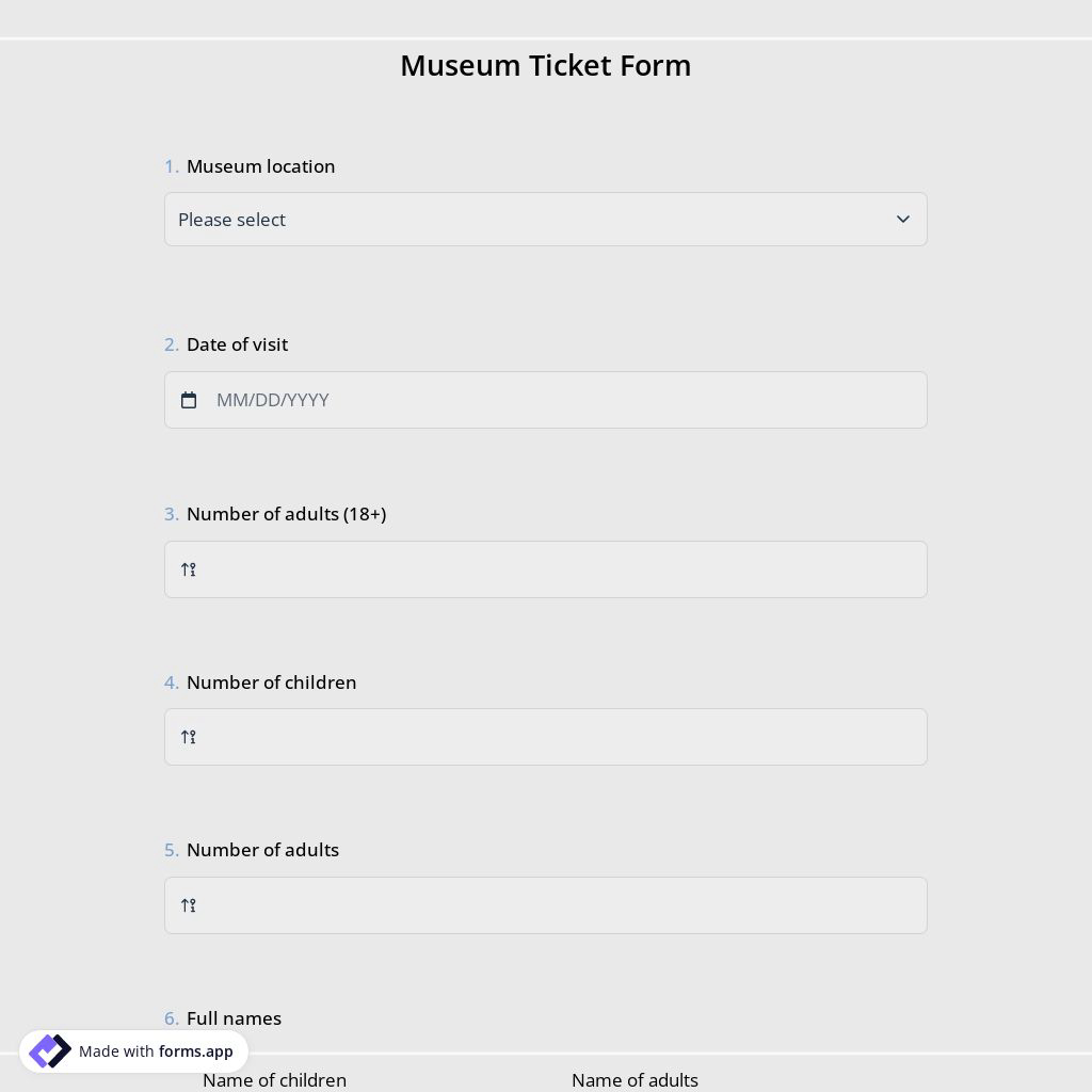 Museum Ticket Form