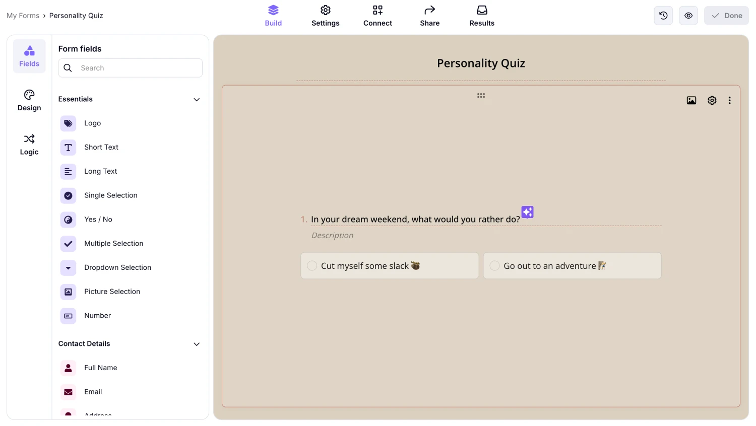 Workspace of forms.app