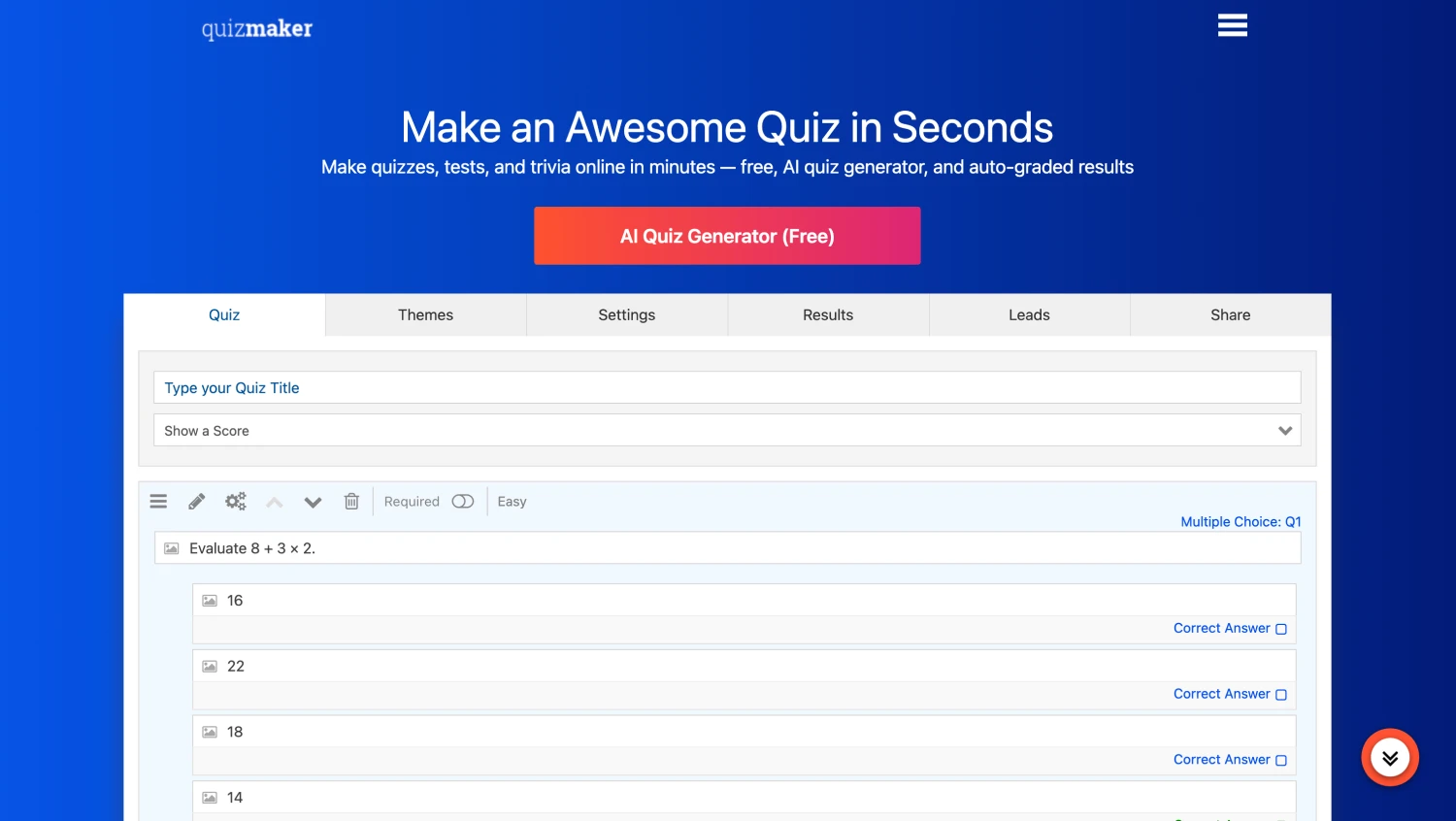 Workspace of QuizMaker