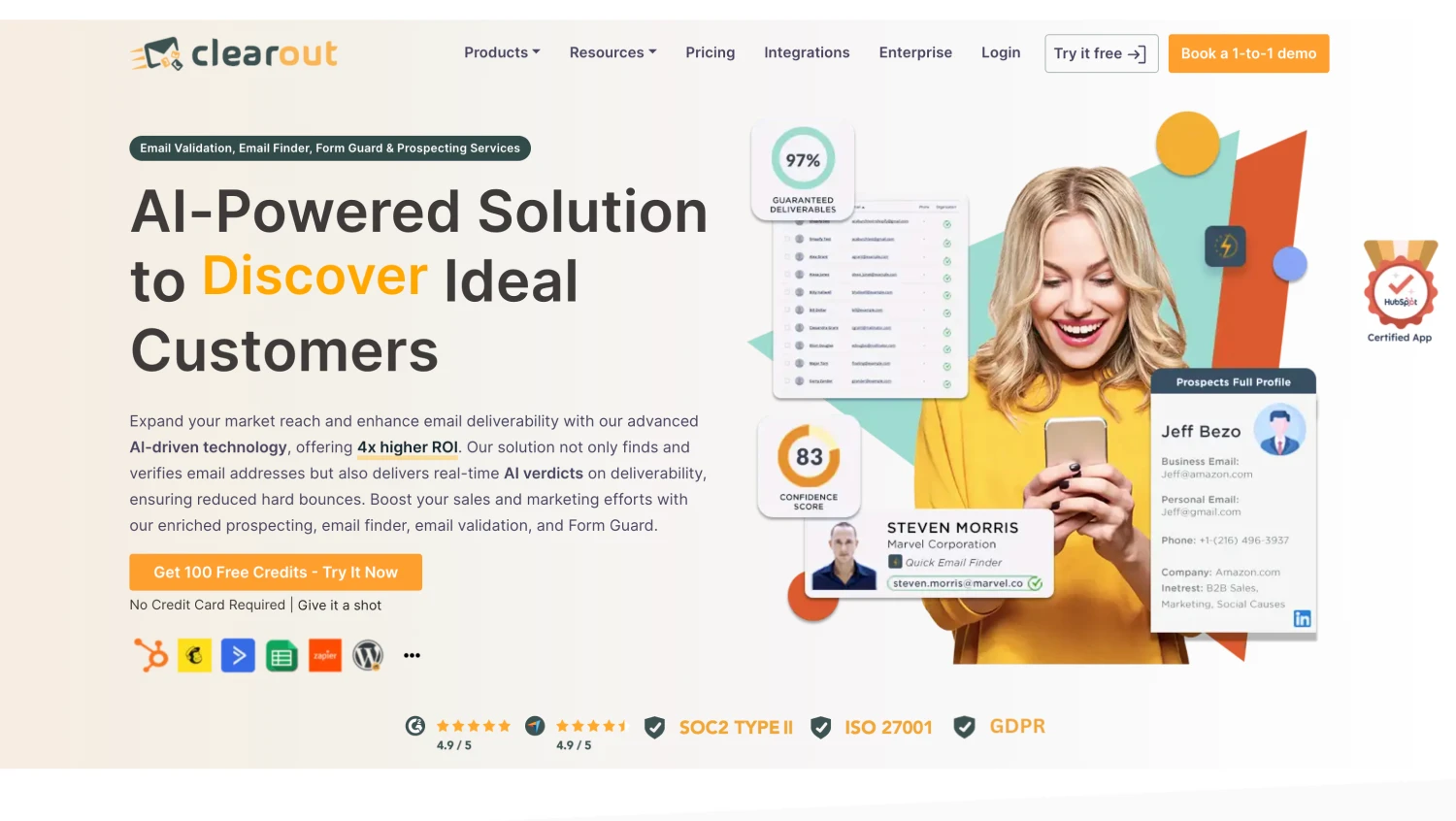 The homepage of Clearout