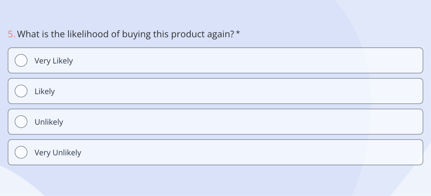 A question example about purchasing behavior
