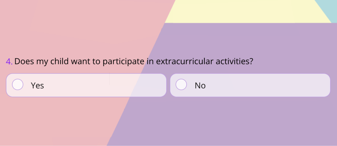 A survey question about the student's social life