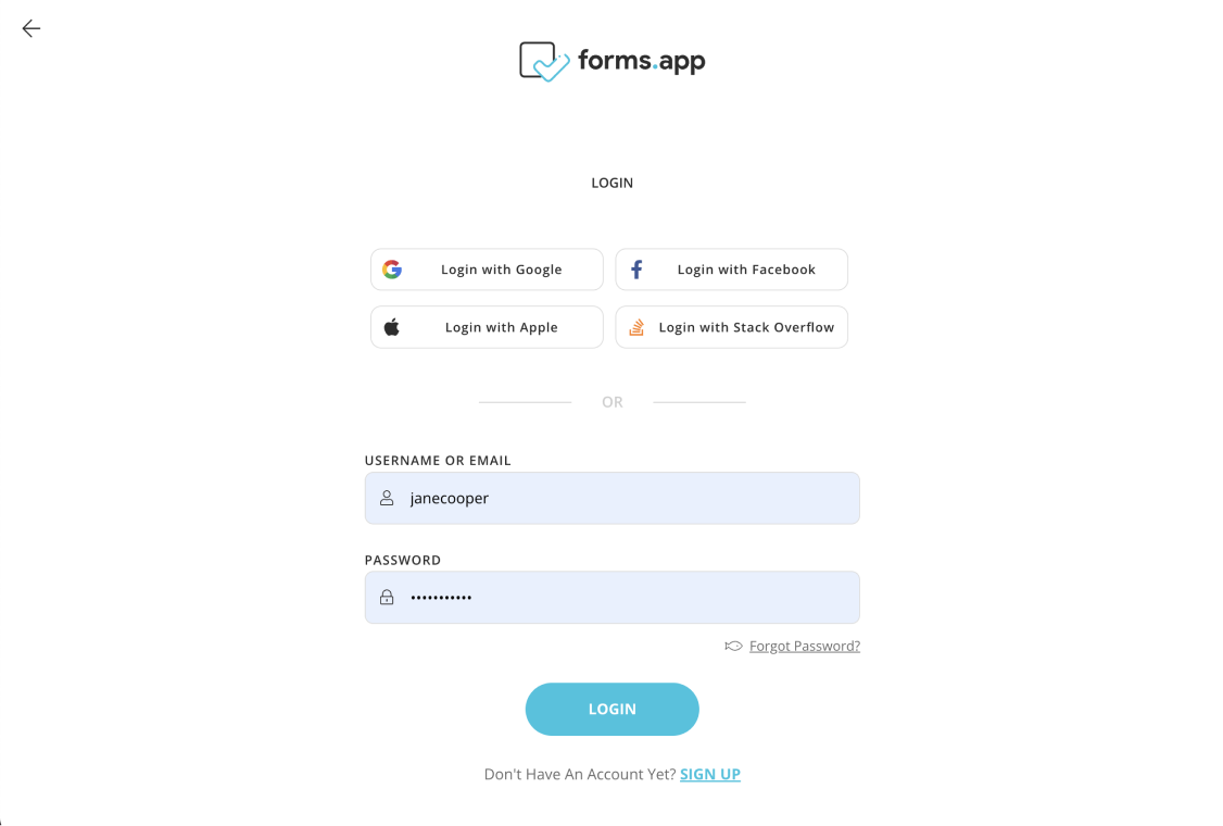 Sign in or create a forms.app account