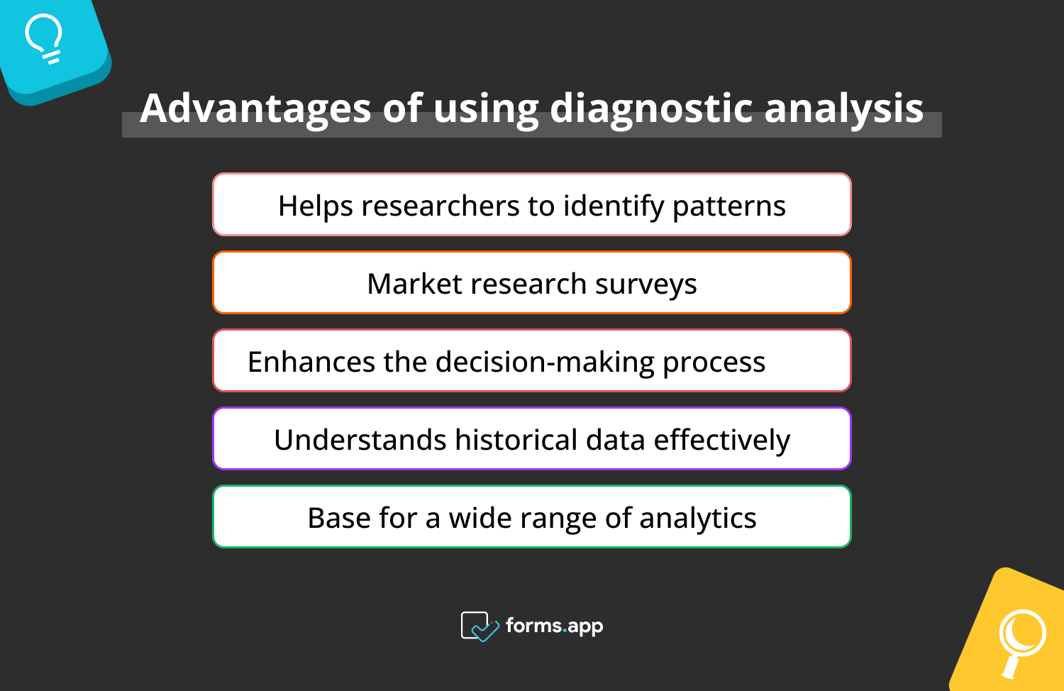 Pros of using diagnostics analysis
