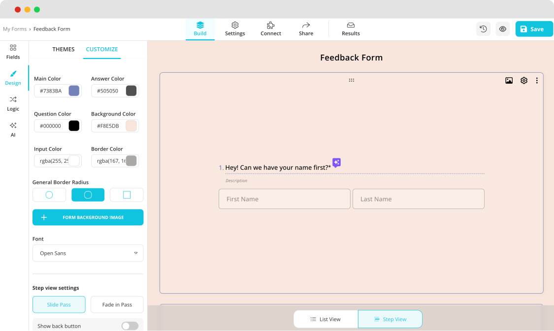 Customizing the design of your survey