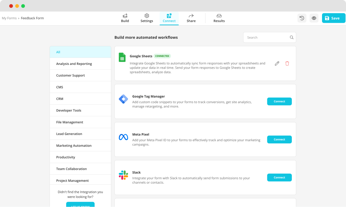 Connect your form to Google apps