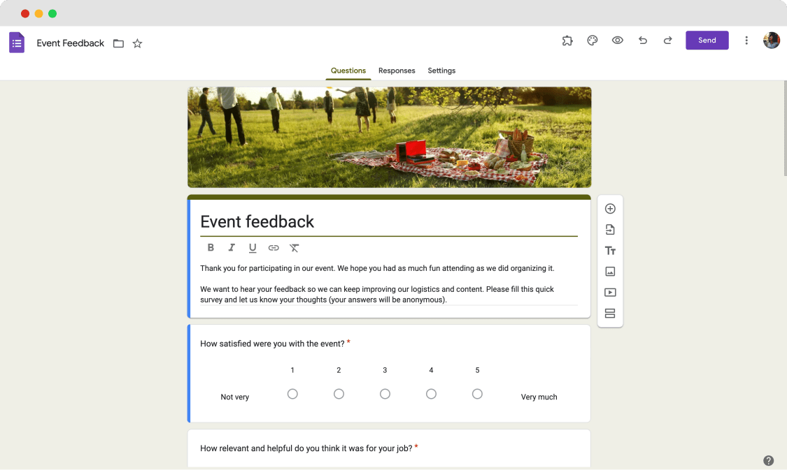 Google Forms - Event feedback template